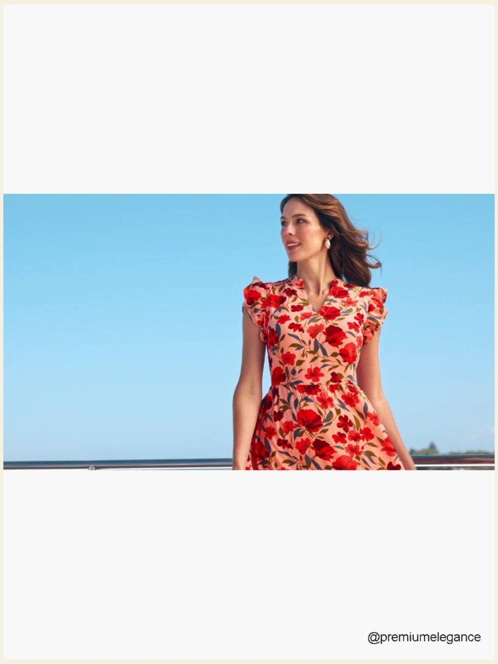 Floral Cap Sleeve Midi Dress V-Neck Ruffle Tiered Boho Summer - Picture 7 of 7